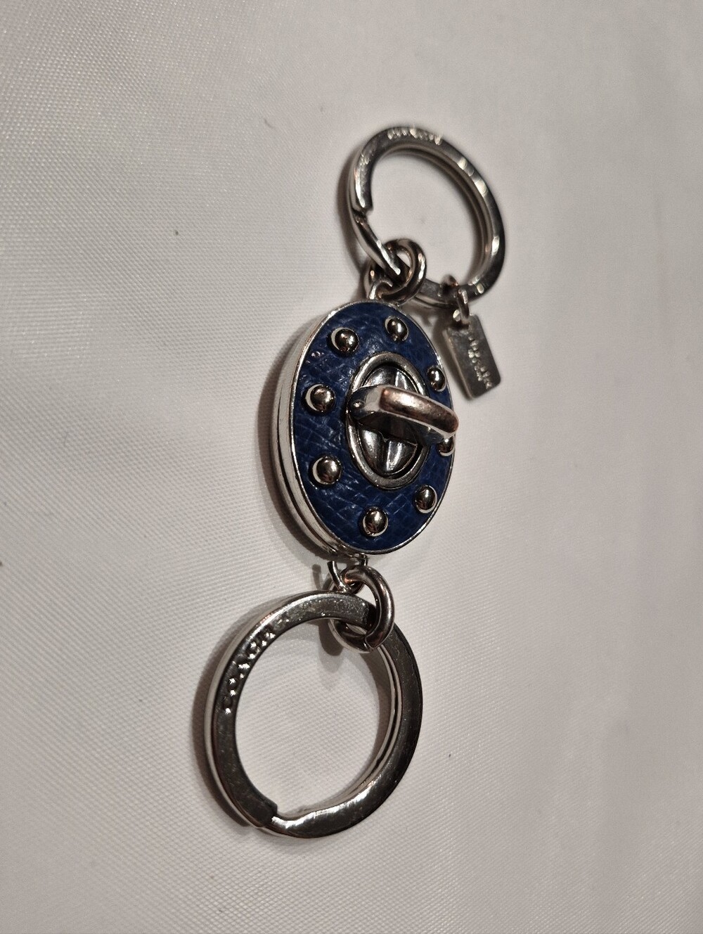 Coach Studded Leather Turnlock Keychain - Picture 2 of 10